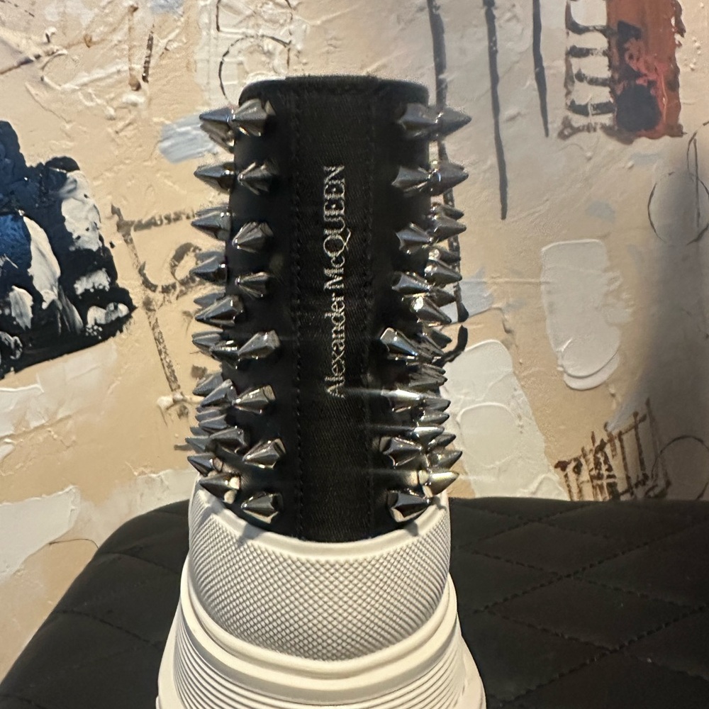Alexander McQueen Black and White Spiked Sneakers